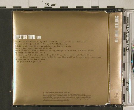 U2: Sweetest Thing, 1,Tr.Promo, Island (Sweetcd1), UK, 1998 Typ: CD5" Best.-Nr.: 91698 Preis: 9,00 Euro