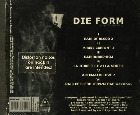 Die Form: Rain of Blood ,6Tr.,Digi, FS-New, MatrixCube (10649-2), A, 99 Typ: CD Best.-Nr.: 93372 Preis: 10,00 Euro