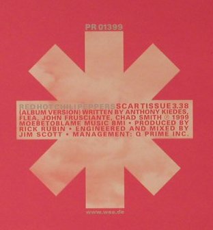 Red Hot Chili Peppers: Scartissue, 1 Tr. Promo, Warner (PR 01399), EU, 1999 Typ: CD5" Best.-Nr.: 96652 Preis: 5,00 Euro