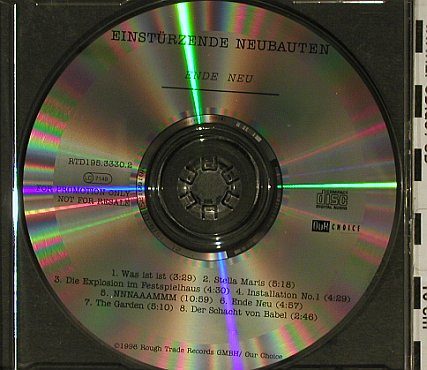 Einstürzende Neubauten: Ende Neu, 8 Tr. Promo, No Bookl.VG+, RTD(195.3330.2), playable, 1996 - CD - 96838 - 5,00 Euro