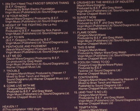 Heaven 17: The Best Of, 16 Tr, Virgin(), UK, 92 - CD - 96960 - 5,00 Euro
