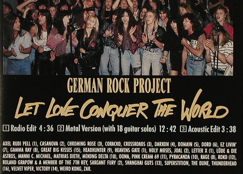German Rock Project: Let Love Conquer The World*3, Polydor (865 120-7), D, 1991 Typ: CD5" Best.-Nr.: 81041 Preis: 7,50 Euro
