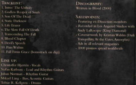 Soulreaper: Life Erazer, Promo, 11 Tr., Hammerheart  Records(HHR146), ,  - CD - 81042 - 5,00 Euro