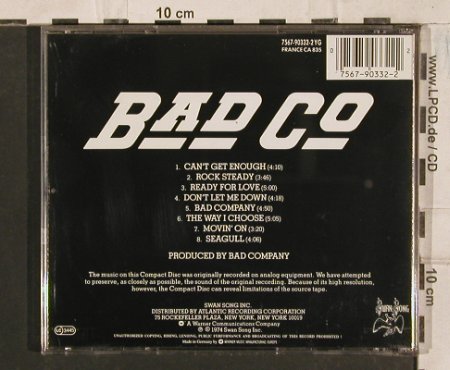 Bad Company: Same, Swan Song(), D, 1974 - CD - 83535 - 6,00 Euro