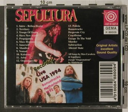 Sepultura: Terretory, Live USA 1994, FS-New, Hot Shots(H 88009), D,  - CD - 92222 - 10,00 Euro