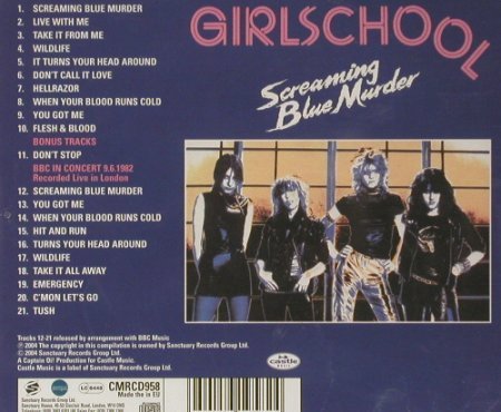 Girlschool: Screaming Blue Murder,21 Tr,FS-New, Sanctuary(), UK, 2004 - CD - 92250 - 10,00 Euro