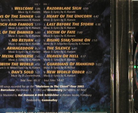 Gamma Ray: Skeletons In The Closet,Promo, Sanctuary, EU, 2003 Typ: 2CD Best.-Nr.: 93393 Preis: 10,00 Euro