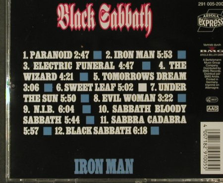 Black Sabbath: Iron Man, 12 Tr., Ariola Express(291 005-200), D, 1992 - CD - 95680 - 7,50 Euro