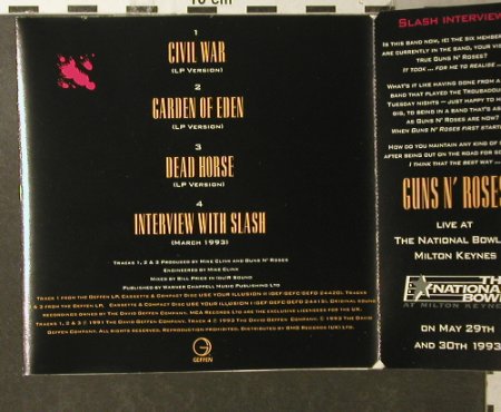 Guns N'Roses: The "Civil War" EP, Strictly Lim Ed, Geffen (GFSTD 43), UK, 1993 Typ: CD5" Best.-Nr.: 95886 Preis: 10,00 Euro