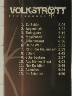 Volkstrott: Todeskunst, FS-New, John Silver Verlag (JScd 0207), , 2007 Typ: CD Best.-Nr.: 96096 Preis: 10,00 Euro