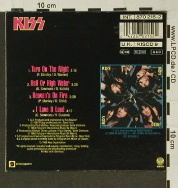 Kiss: Turn on the night+3, Digi,KIScd9, Phonogram(INT 870 215-1), D, 1988 - CD5inch - 96795 - 10,00 Euro