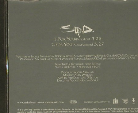Staind: For You*2,Promo.2Tr, Flip(PR 02987), D, 2001 - CD5inch - 96801 - 4,00 Euro