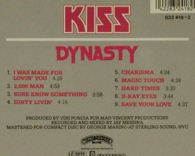 KISS: Dynasty, Casabl.(832 418-2), D, 1979 - CD - 97313 - 7,50 Euro