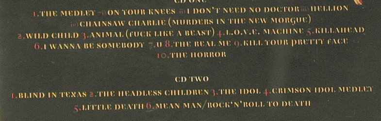 W.A.S.P.: Double Live Assassins, Recall (SMD CD 275), UK, 1998 Typ: 2CD Best.-Nr.: 97798 Preis: 10,00 Euro