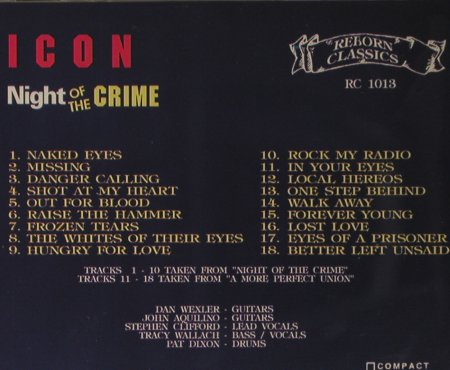 Icon: Night Of The Crime, Reborn (RC 1013), D, 1994 Typ: CD Best.-Nr.: 98015 Preis: 17,50 Euro