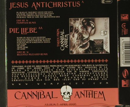 Wumpscut: Jesus Antichrist / Die Liebe, Betonkopf (ETAH 55), D, 2005 Typ: CD5" Best.-Nr.: 98719 Preis: 3,00 Euro