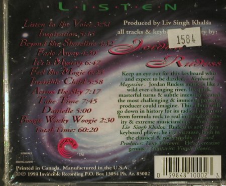 Rudess,Jordan: Listen (Dream Theater), FS-New, Invincible(INVCD 1000), CDN, 1993 - CD - 98982 - 10,00 Euro