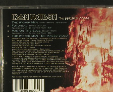 Iron Maiden: The Wicker Man+2+video, EMI(724388865609), EU, 2000 - CD5inch - 99405 - 5,00 Euro