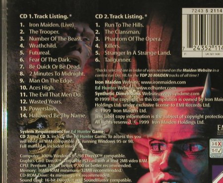 Iron Maiden: Ed Hunter+ PC CD-Rom Game, EMI(5 21143 0), EU, 1999 - CDgame - 99416 - 10,00 Euro