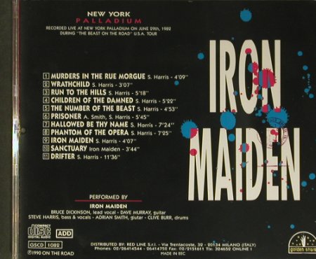 Iron Maiden: New York Palladium, Golden Stars/On The Road (GSCD 1082), EEC, 1990 Typ: CD Best.-Nr.: 99426 Preis: 20,00 Euro