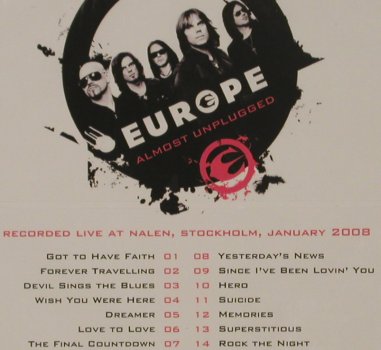 Europe: Almost Unplugged,Live 2008, Digi, Hell & Back(HBDV002), EU, FS-New, 2009 - CD/DVD - 99997 - 12,50 Euro