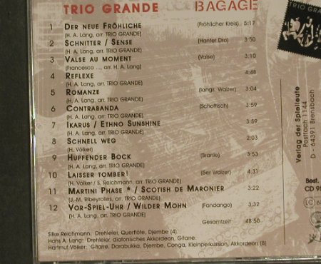 Trio Grande: Bagage, Spielleute (9501), D Typ: CD Best.-Nr.: 84147 Preis: 10,00 Euro
