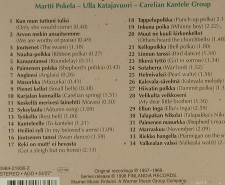 Pokela,Martti/E.M.Sariola/M.Kontio: Kantele Vol.2, Finlandia, EU, 1998 Typ: CD Best.-Nr.: 84158 Preis: 7,50 Euro