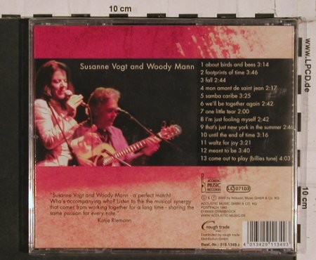Vogt,Susanne & Woody Mann: Waltz for Joy, FS-New, Acoustic Music (319.1349.2), D, 2005 Typ: CD Best.-Nr.: 84383 Preis: 10,00 Euro
