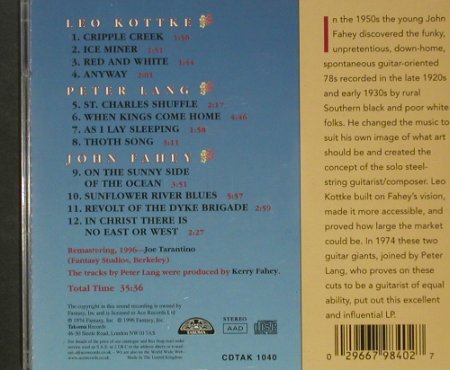 Fahey,John/Peter Lang/Leo Kottke: Same(74), Takoma(), UK, 1996 - CD - 92482 - 11,50 Euro
