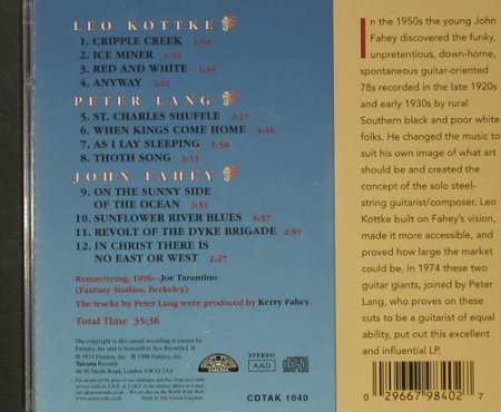 Fahey,John/Peter Lang/Leo Kottke: Same(74), Takoma, UK, 1996 Typ: CD Best.-Nr.: 92482 Preis: 11,50 Euro
