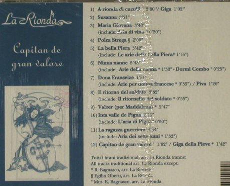 La Rionda: Capitan de Gran Valore(Ligurian), Robi Droli(rcd 5019), I, FS-New, 1994 - CD - 96977 - 10,00 Euro