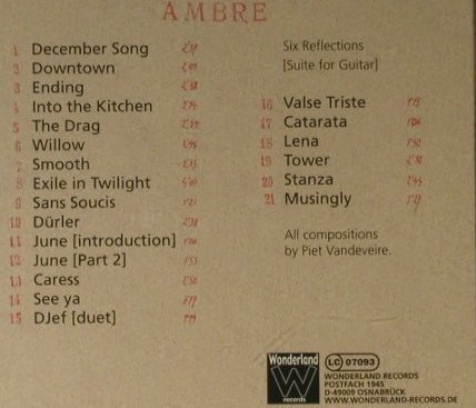 Vandeveire,Pete: Ambre, Wonderland (WR 9031), D, 2005 Typ: CD Best.-Nr.: 98389 Preis: 7,50 Euro