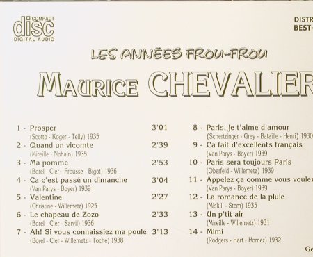 Chevalier,Maurice: Les Annees Frou-Frou, Best-France, Bella Musica(BFD 1003), F, 1985 - CD - 55276 - 7,50 Euro