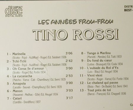 Rossi,Tino: Les Annees Frou-Frou, Best-France, Bella Musica(BFD 1004), F, 1985 - CD - 55824 - 5,00 Euro