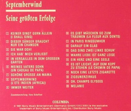 Dassin,Joe: Seine größten Erfolge,Septemberwind, Columbia(), A, 1991 - CD - 57630 - 7,50 Euro
