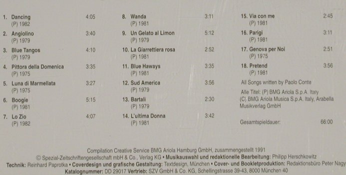 Conte,Paolo: The Super HiFi Collection, BMG/Stereo Music(DD 29017), D, 1991 - CD - 80423 - 7,50 Euro