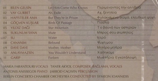 Farantouri,Maria: singt Taner Akyol, FS-New, Enja (ENJ-9561-2), D, 2010 Typ: CD Best.-Nr.: 80926 Preis: 10,00 Euro