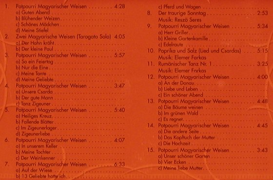 Zigeunerkapelle Farkas: Zigeunermusik aus Ungarn,instr., Tyro Star, EC Typ: CD Best.-Nr.: 84117 Preis: 7,50 Euro
