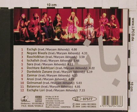 Maryam Akhondy: Banu, Digi, Songs of Perian Woman, Laika, D, 2004 Typ: CD Best.-Nr.: 84174 Preis: 10,00 Euro