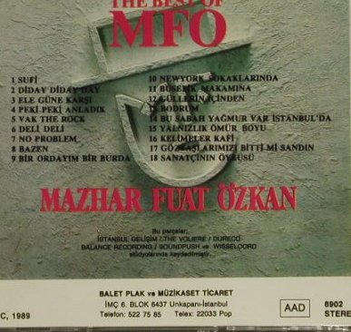 Mazhar Fuat Özkan: The Best of MFO, Balet Plak, , 1989 Typ: CD Best.-Nr.: 84206 Preis: 5,00 Euro