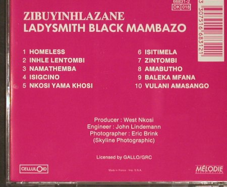 Ladysmith Black Mambazo: Zibuyinhlazane, Celluloid (66831-2), F Typ: CD Best.-Nr.: 93120 Preis: 10,00 Euro