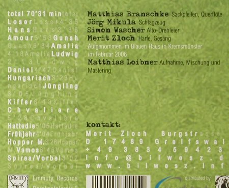 Bilwesz: Spring,Digi, FS-New, Emmuty Rec., D, 2006 Typ: CD Best.-Nr.: 93523 Preis: 7,50 Euro