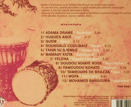 V.A.Master of Percussion 1: Africa, Digi, FS-New, Follow Me, F, 2003 Typ: CD Best.-Nr.: 93654 Preis: 12,50 Euro