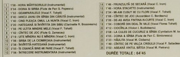 V.A.Songs And Dances Of Rumania: FS-New, Playa Sound, F, 1988 Typ: CD Best.-Nr.: 94334 Preis: 10,00 Euro