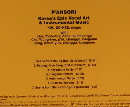 P'Ansori: Korea's Epic Vocal Art & Instr.Musi, Nonesuch (972 049-2), D, 1988 Typ: CD Best.-Nr.: 94909 Preis: 10,00 Euro