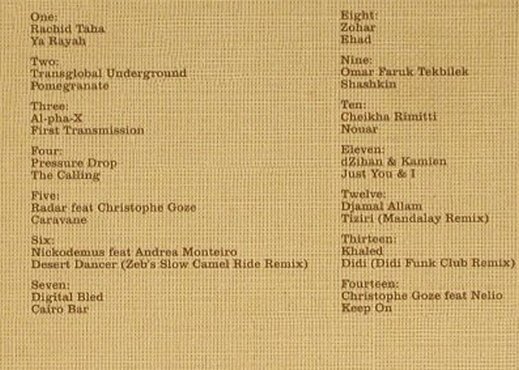 V.A.Arabica: A North African Voyage into Sound, Bar del Lune (LuneCD07), EU,Digi Typ: CD Best.-Nr.: 96902 Preis: 7,50 Euro