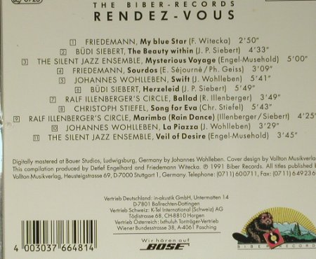 V.A.Rendez-Vous: Siebert,Wohleben,Friedmann.., Biber Rec. (66481), D, 11Tr., 1991 Typ: CD Best.-Nr.: 98888 Preis: 4,00 Euro