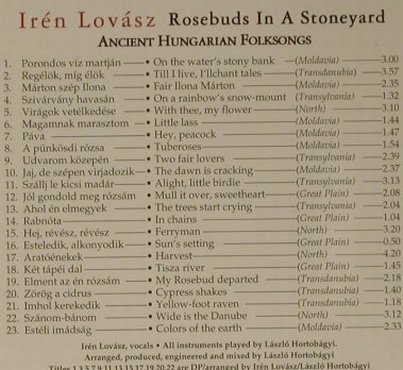 Lovasz,Iren: Rosebuds In A Stoneyard, Erdenklang (60892), D, 1996 Typ: CD Best.-Nr.: 99075 Preis: 7,50 Euro