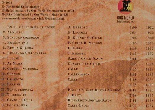 Calle,Oscar: Chango, Digi  ( Cuban), Our World (804558370727), EU, 2002 Typ: CD Best.-Nr.: 51470 Preis: 5,00 Euro
