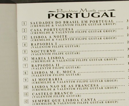 Cremilde & Valentim Filipe GuitarG.: Populäre Musik a.Portugal, Koch, A, 1993 Typ: CD Best.-Nr.: 52095 Preis: 7,50 Euro